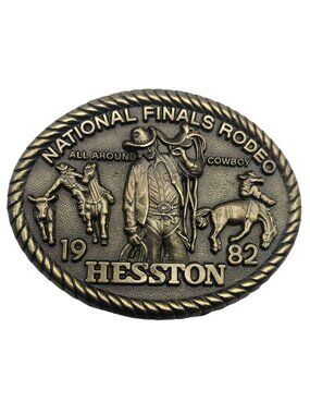 1982 NFR Belt Buckle National Finals Rodeo All Around Cowboy Hesston Vintage